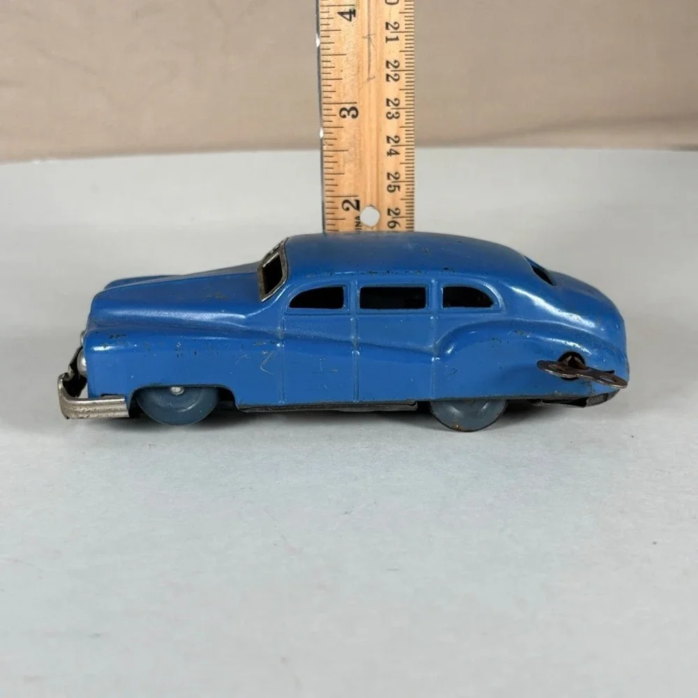 Occupied Japan 1940s Blue Wind Up‎ Toy Car Sedan 5.5 Inch Vintage MCM Toy